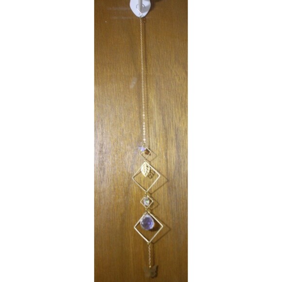 Suncatcher Crystal Ball Light Prism  Butterfly Squares Gold Star Leaf 17 1/2" - Picture 2 of 5